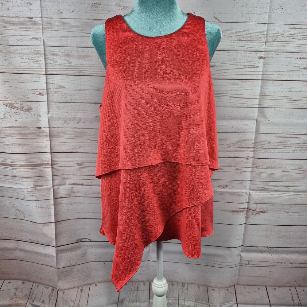 Alfani Top Size 16 Coral Pink Sleeveless Layered Office Career Old Money